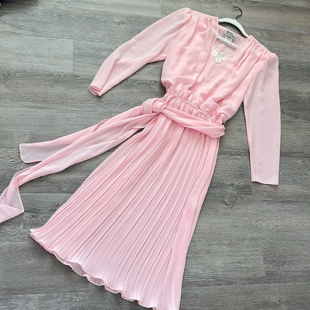 Light pink vintage dress balletcore feminine coquette fairy whimsical size 10 - Picture 9 of 11